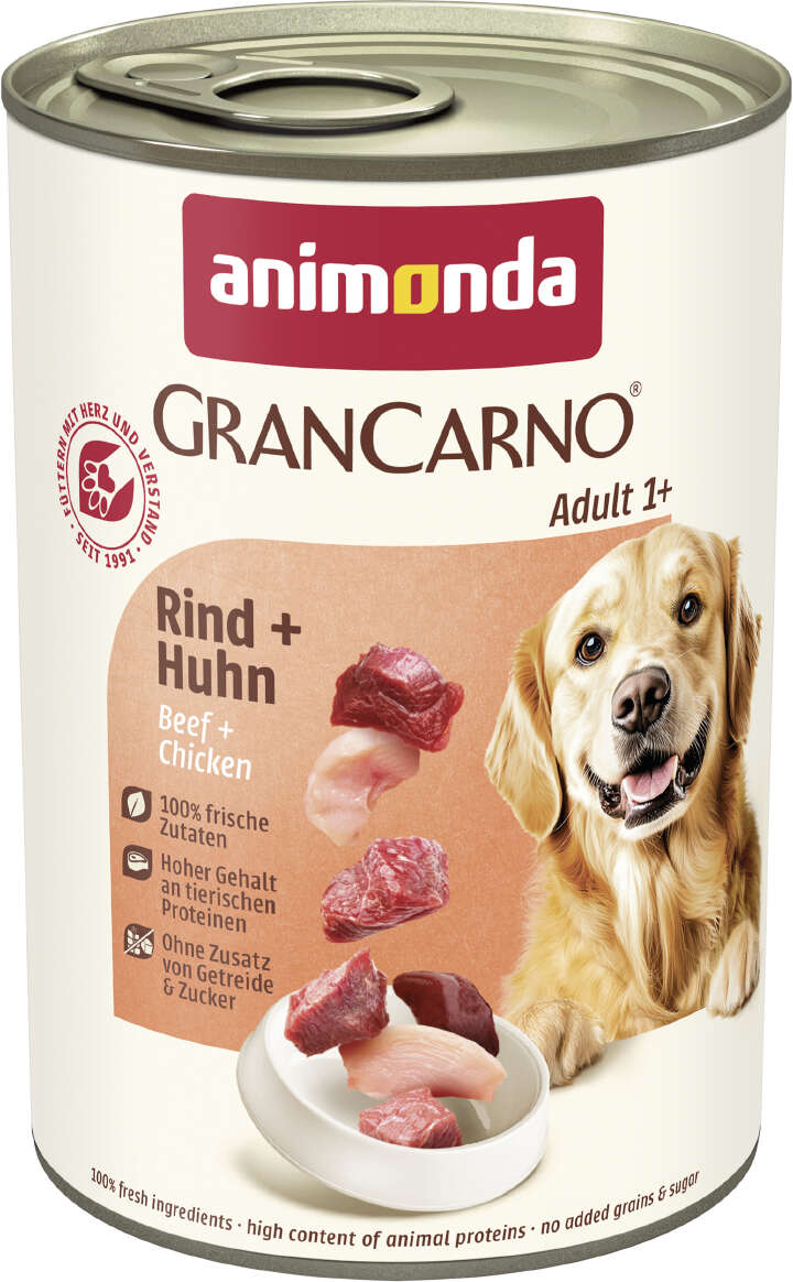 animonda Hunde-Nassfutter GranCarno Adult Rind + Huhn